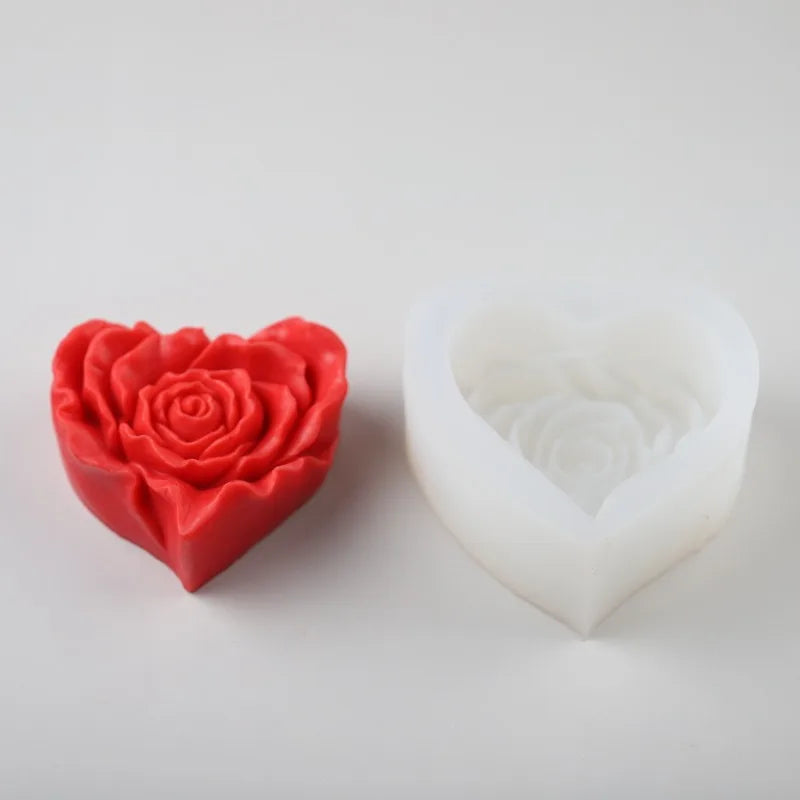 DIY 3D Rose Heart Silicone Mold