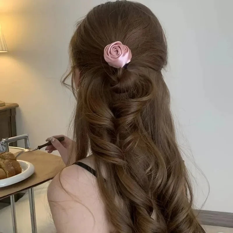 Elegant Rose Fabric Hair Ring