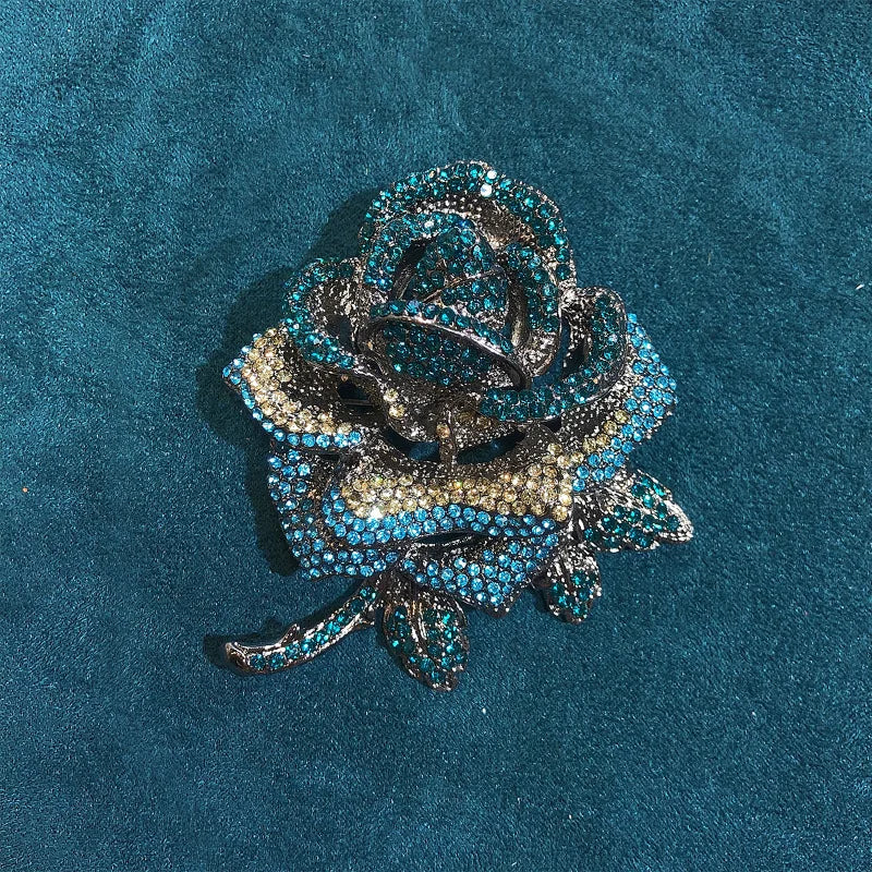 Trendy Rhinestone Rose Brooch