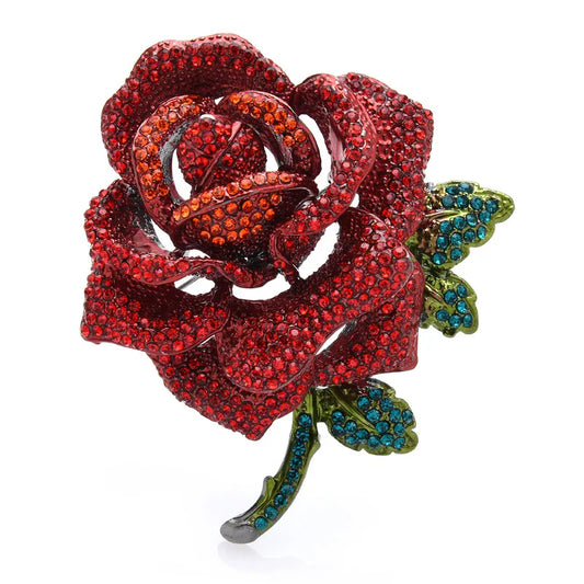 Trendy Rhinestone Rose Brooch