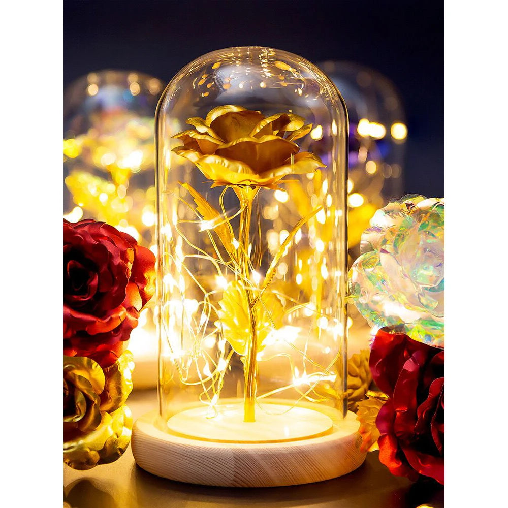 LED Eternal Rose Glass Light