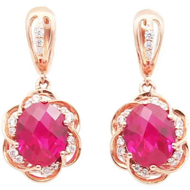 Rose Gold Ruby Drop Earrings