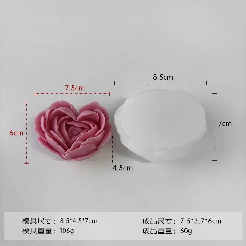 DIY Heart-Shaped Rose Silicone Mold