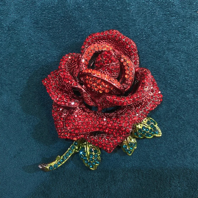 Trendy Rhinestone Rose Brooch