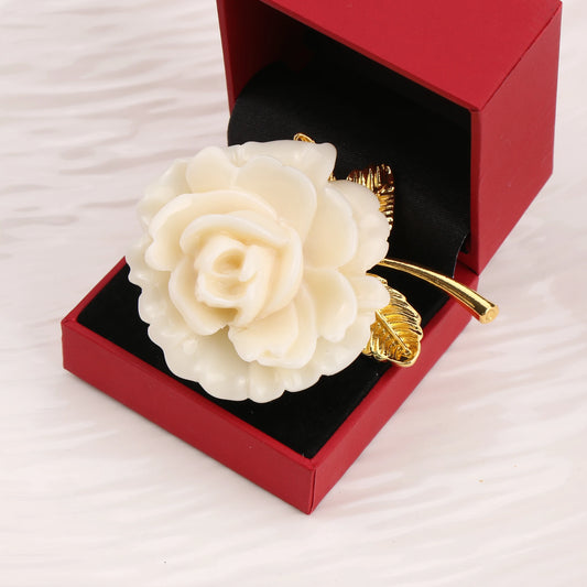 Luxury White Rose Corsage Brooch