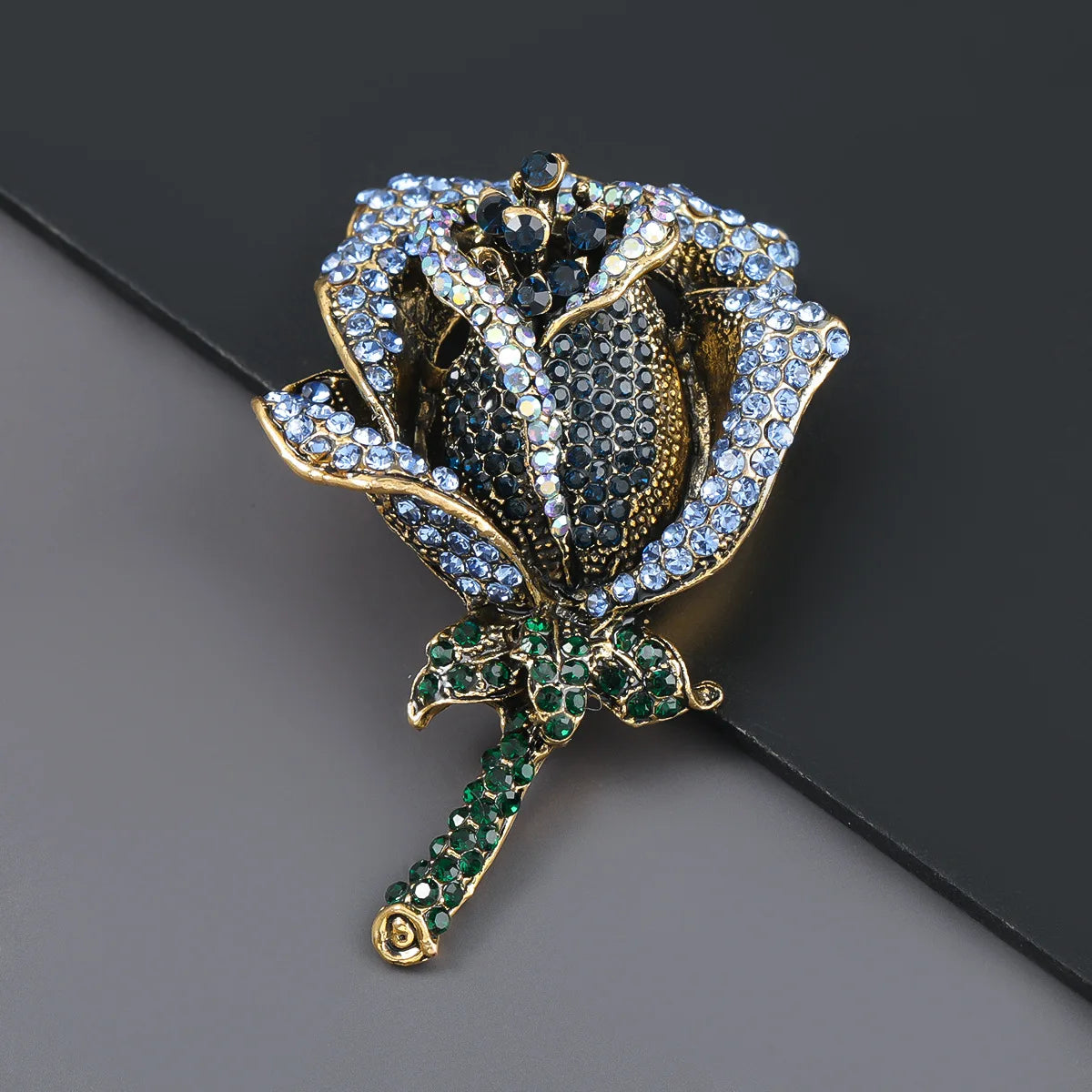 Trendy Rhinestone Rose Brooch
