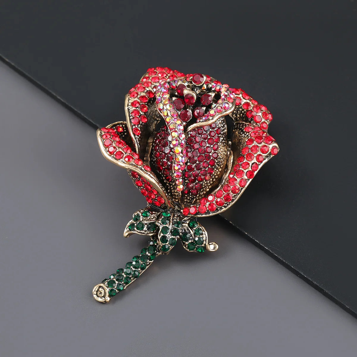 Trendy Rhinestone Rose Brooch