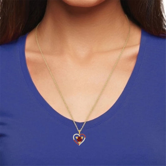 Heart-Shaped Rose Rhinestone Pendant Necklace