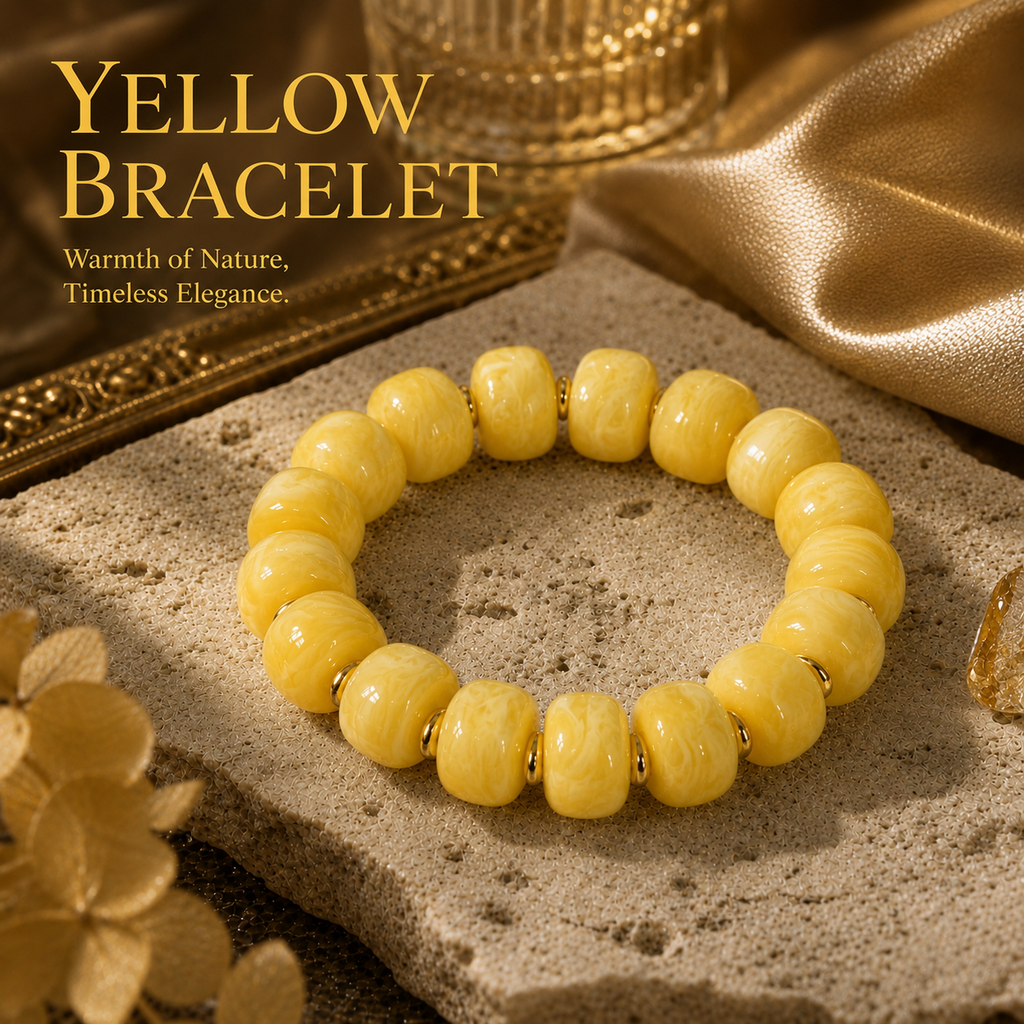 Udroze Yellow Resin Bead Bracelets for Women Stretch Chunky Bracelet - image 6