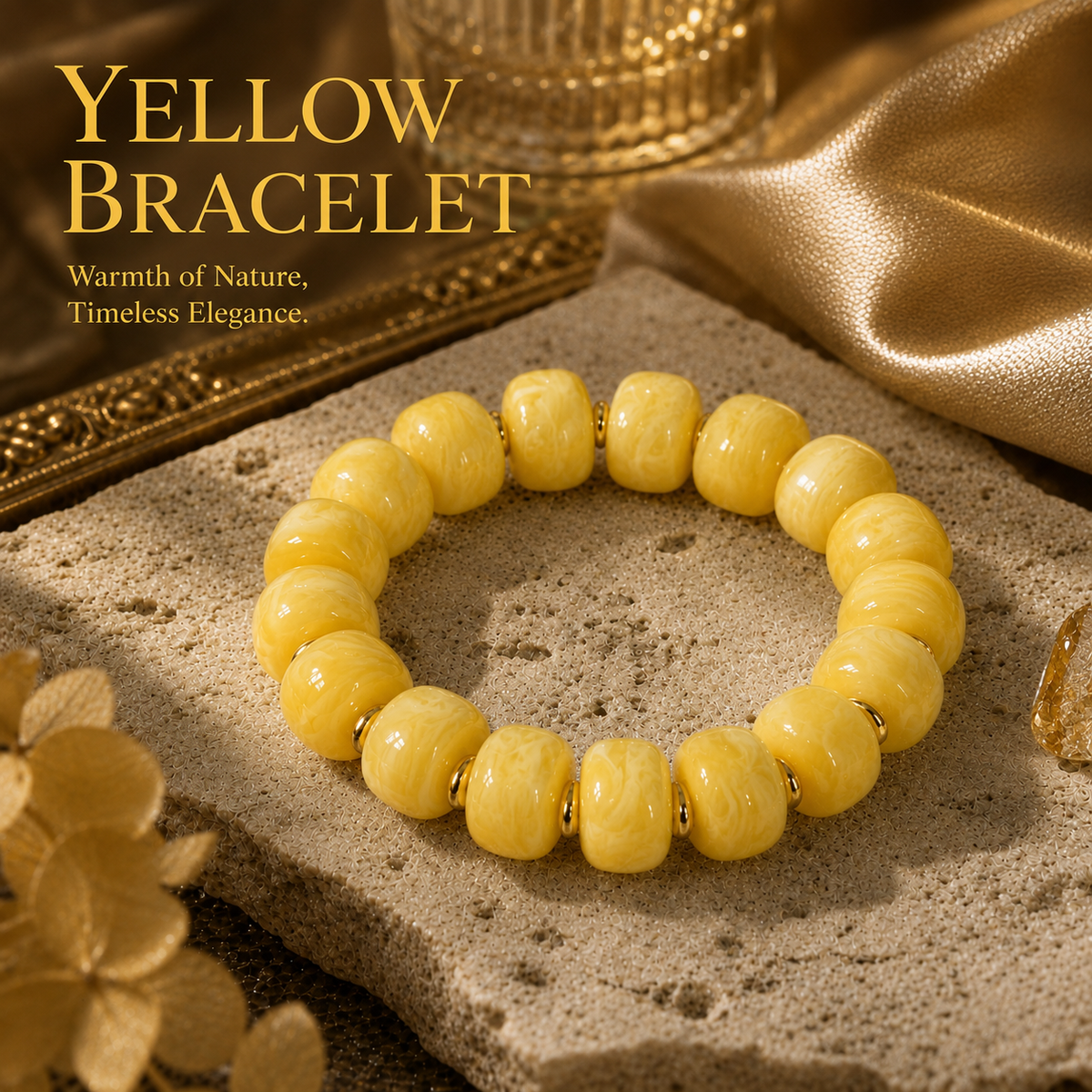 Udroze Yellow Resin Bead Bracelets for Women Stretch Chunky Bracelet - image 6