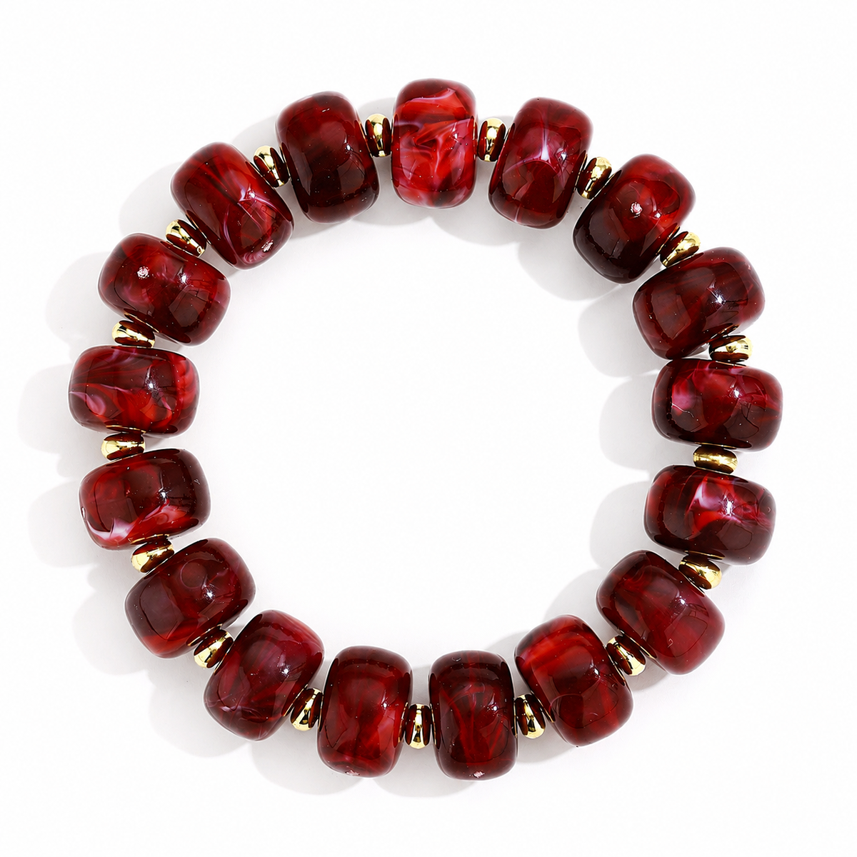 Udroze Burgundy Resin Bead Bracelets for Women Stretch Chunky Bracelet - image 1