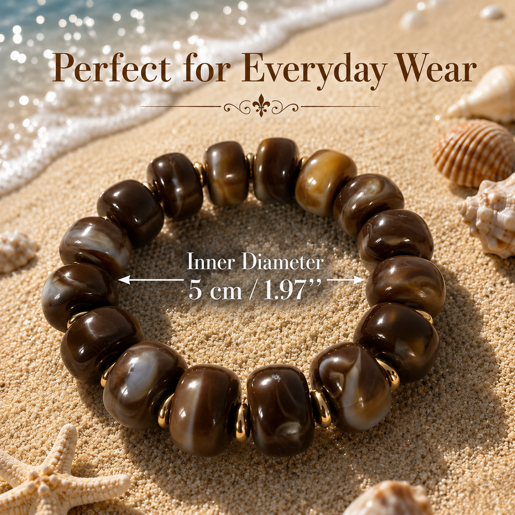 Udroze Coffee Resin Bead Bracelets for Women Stretch Chunky Bracelet - image 3
