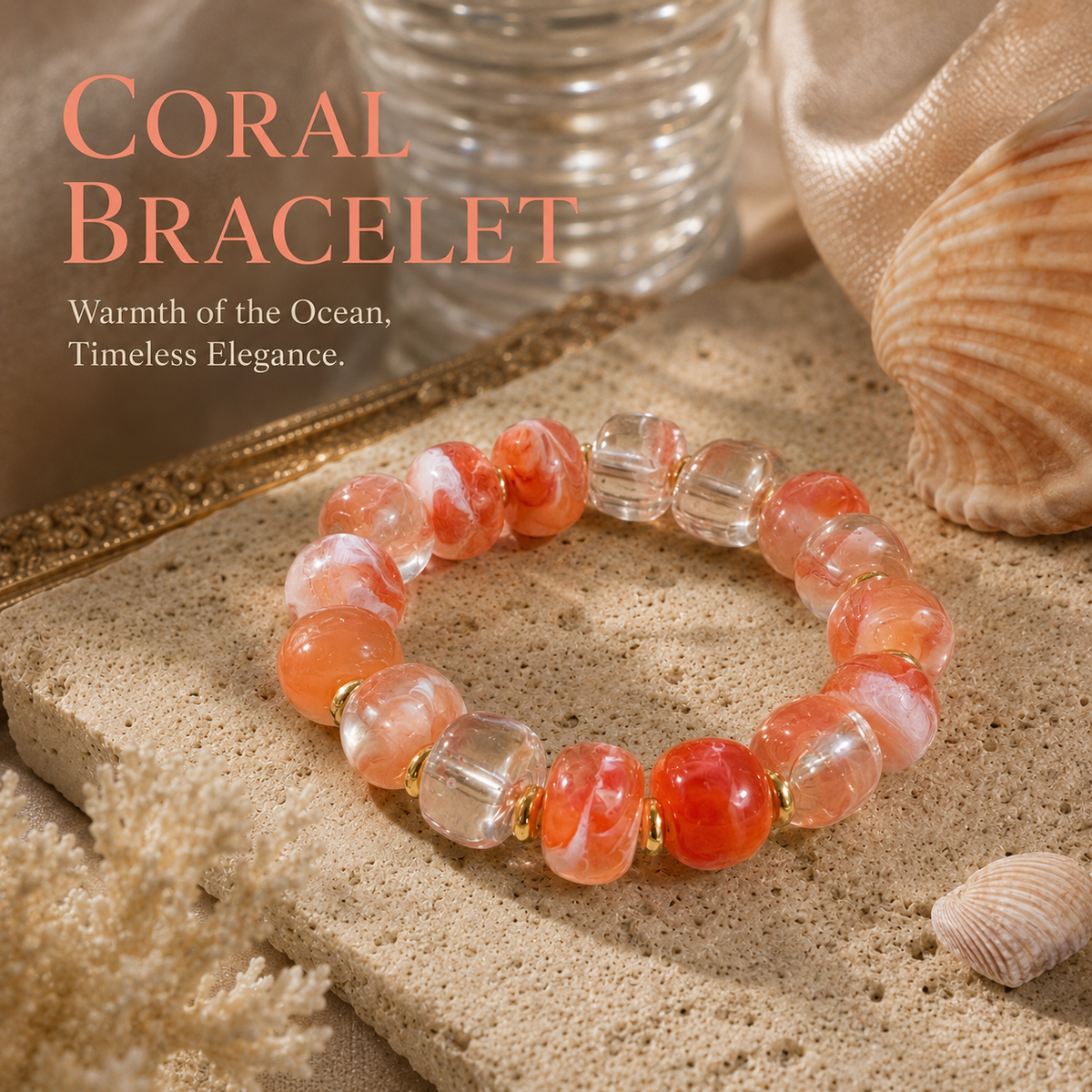 Udroze Coral Resin Bead Bracelets for Women Stretch Chunky Bracelet - image 6