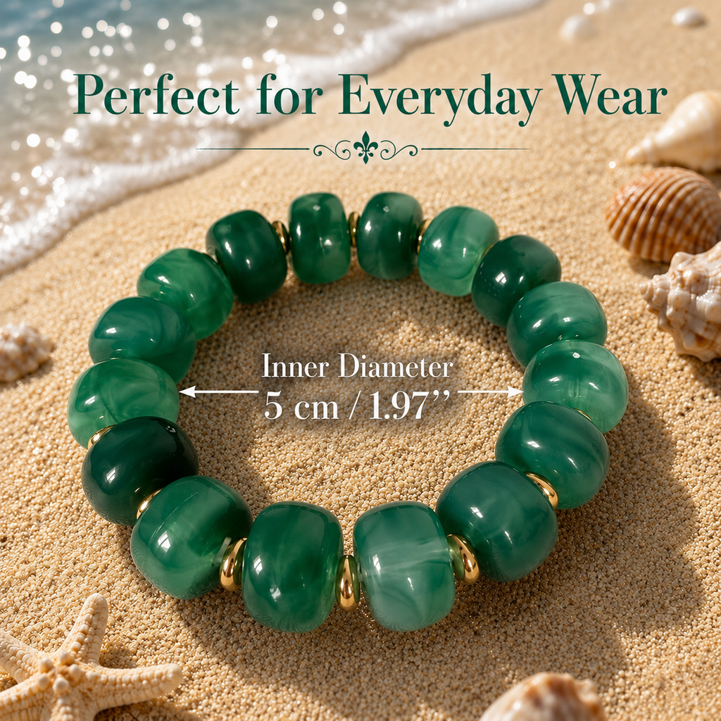 Udroze Emerald Resin Bead Bracelets for Women Stretch Chunky Bracelet - image 3