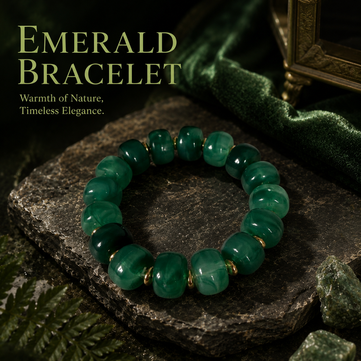 Udroze Emerald Resin Bead Bracelets for Women Stretch Chunky Bracelet - image 6