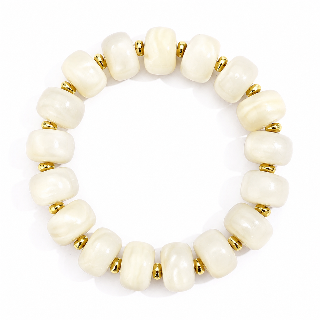 Udroze Ivory Resin Bead Bracelets for Women Stretch Chunky Bracelet - image 1
