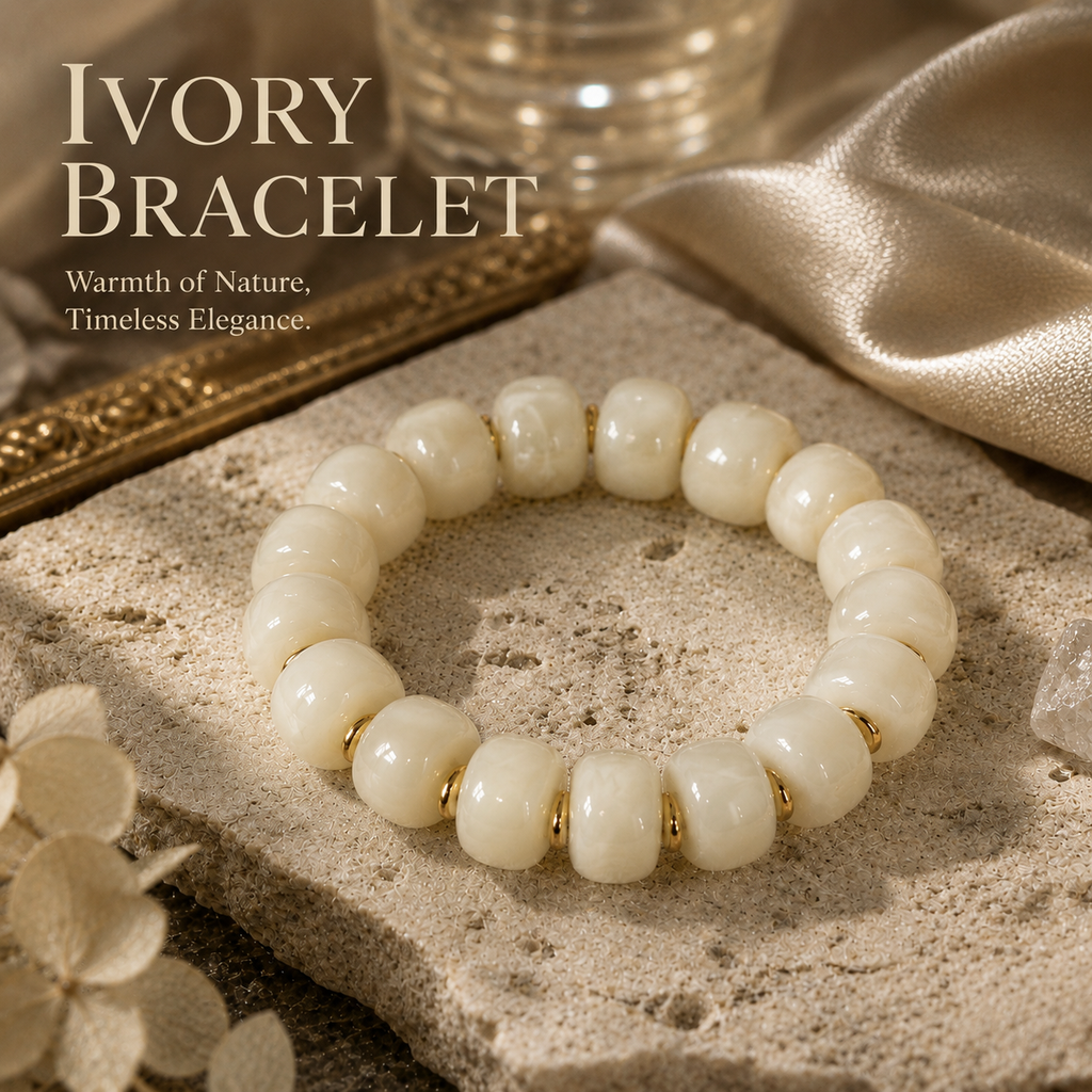 Udroze Ivory Resin Bead Bracelets for Women Stretch Chunky Bracelet - image 6