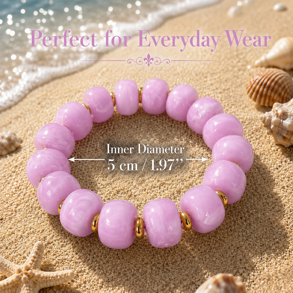 Udroze Lavender Resin Bead Bracelets for Women Stretch Chunky Bracelet - image 3