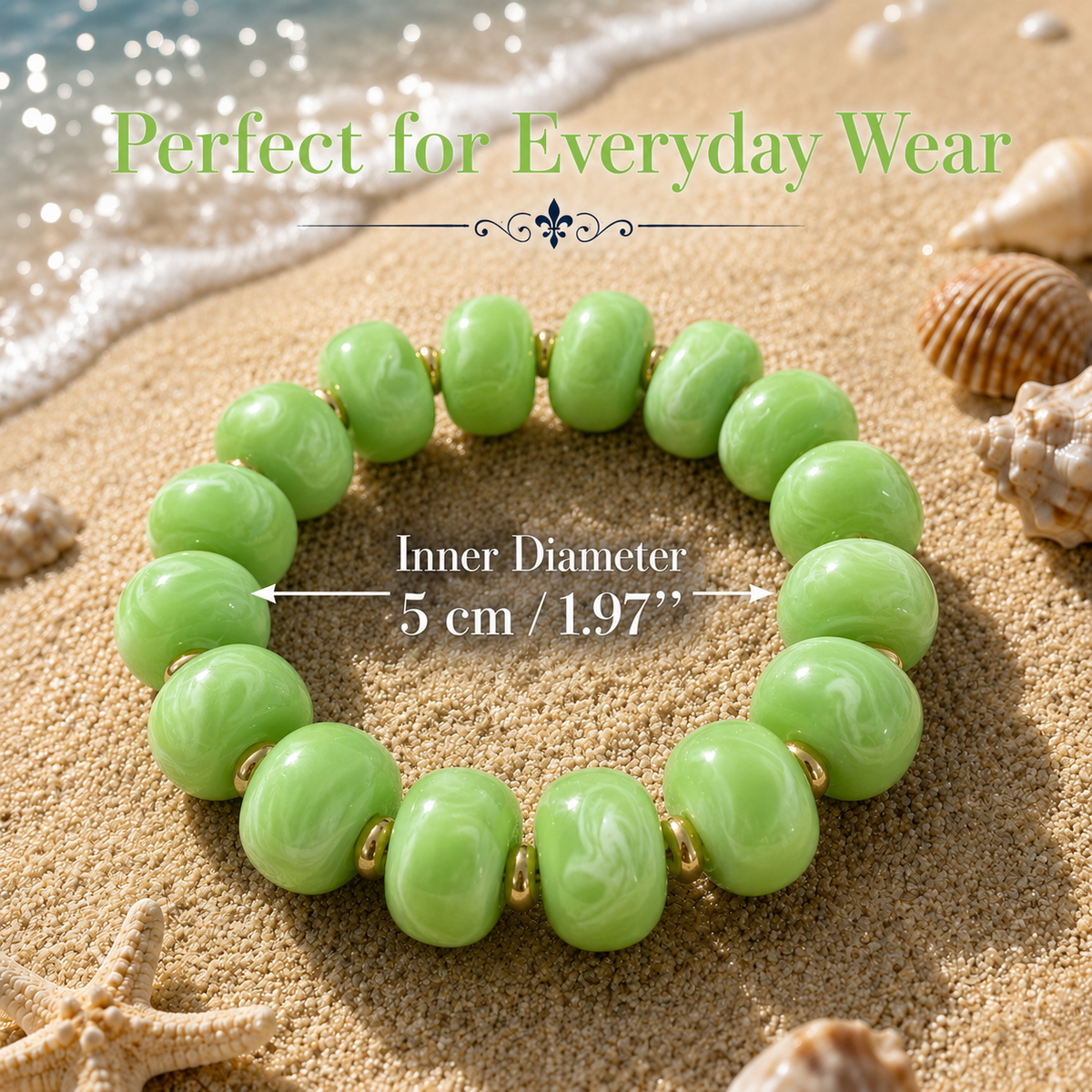Udroze Green Resin Bead Bracelets for Women Stretch Chunky Bracelet - image 3