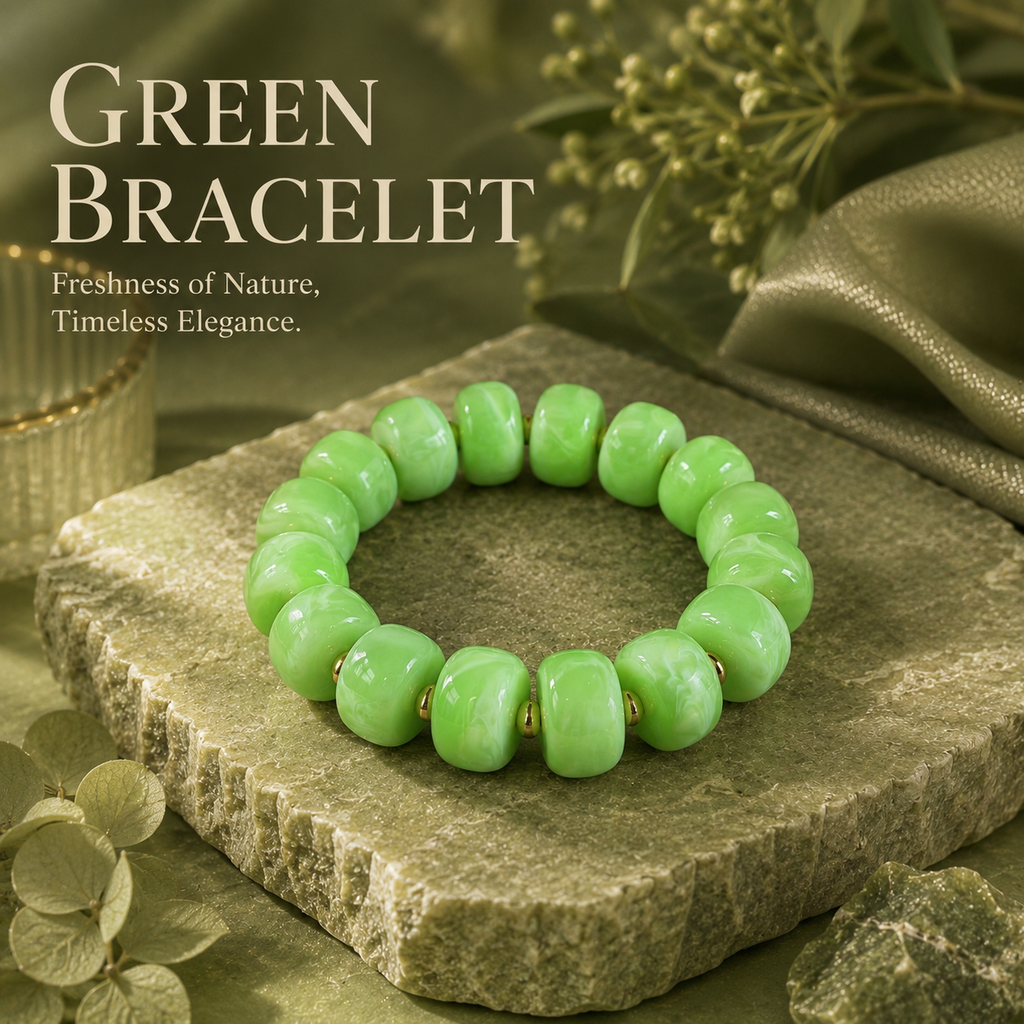 Udroze Green Resin Bead Bracelets for Women Stretch Chunky Bracelet - image 6