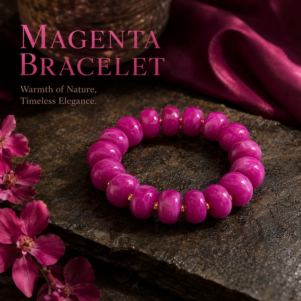 Udroze Magenta Resin Bead Bracelets for Women Stretch Chunky Bracelet - image 6