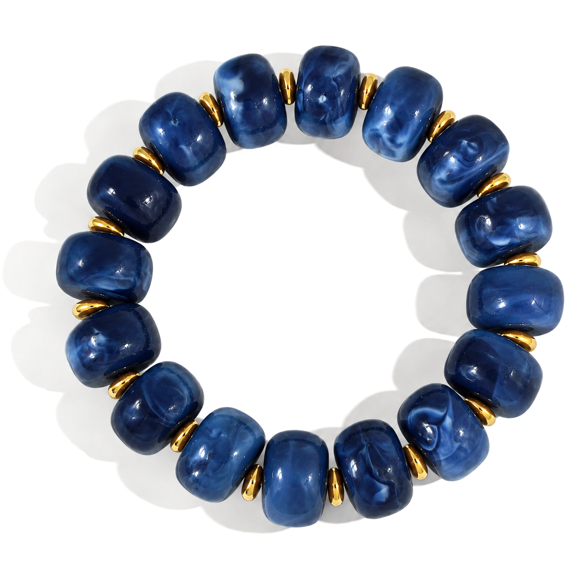 Udroze Navy Resin Bead Bracelets for Women Stretch Chunky Bracelet - image 1