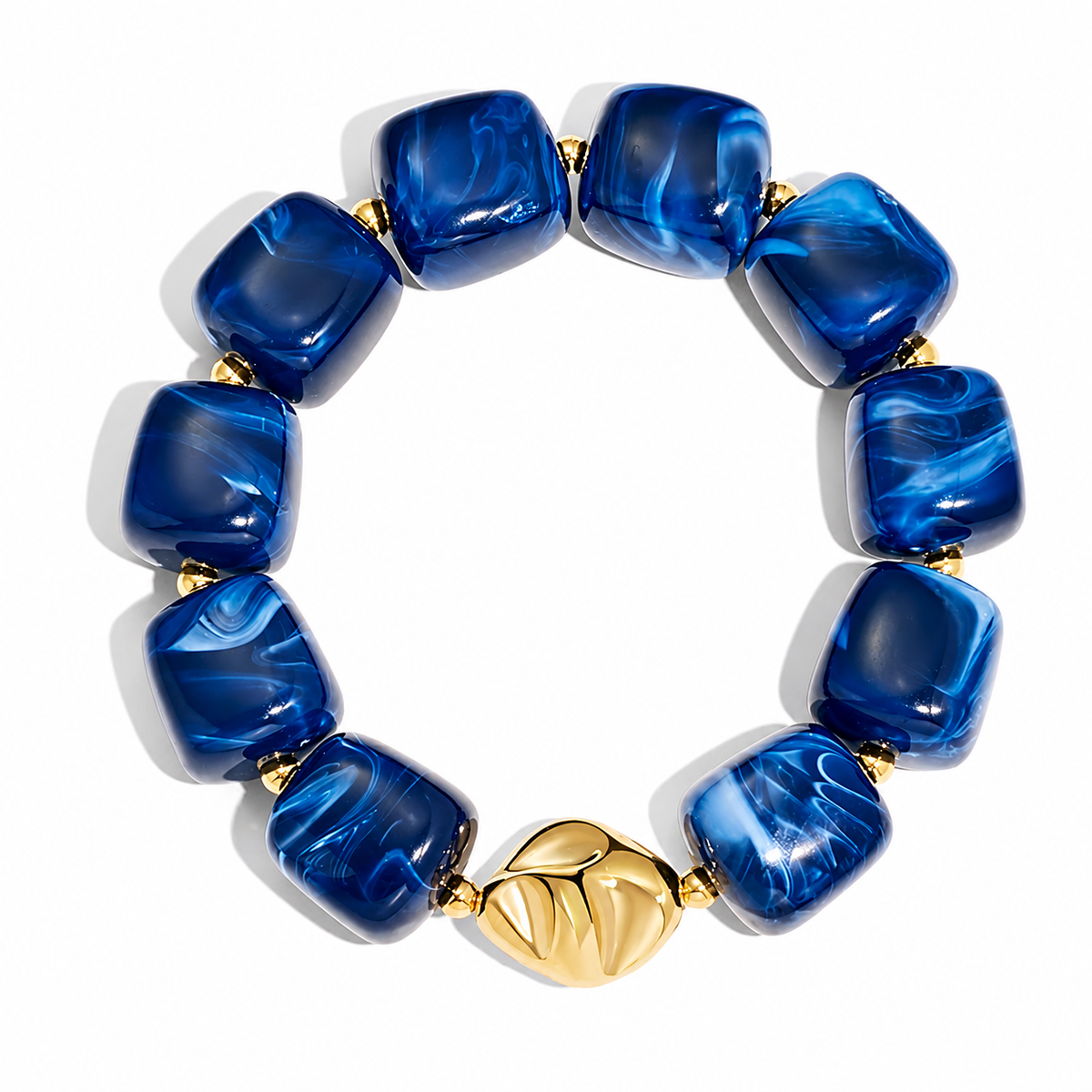 Udroze Navy Resin Bead Bracelets for Women Stretch Chunky Bracelet - image 1