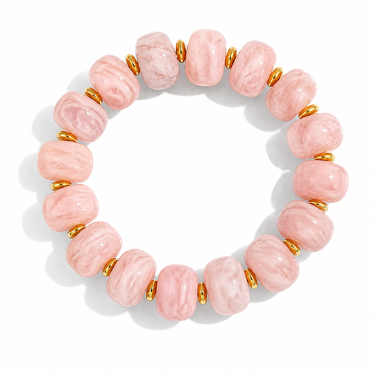 Udroze Pink Resin Bead Bracelets for Women Stretch Chunky Bracelet - image 1