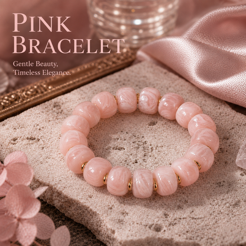 Udroze Pink Resin Bead Bracelets for Women Stretch Chunky Bracelet - image 6