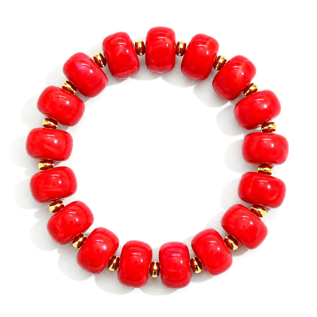 Udroze Red Resin Bead Bracelets for Women Stretch Chunky Bracelet - image 1