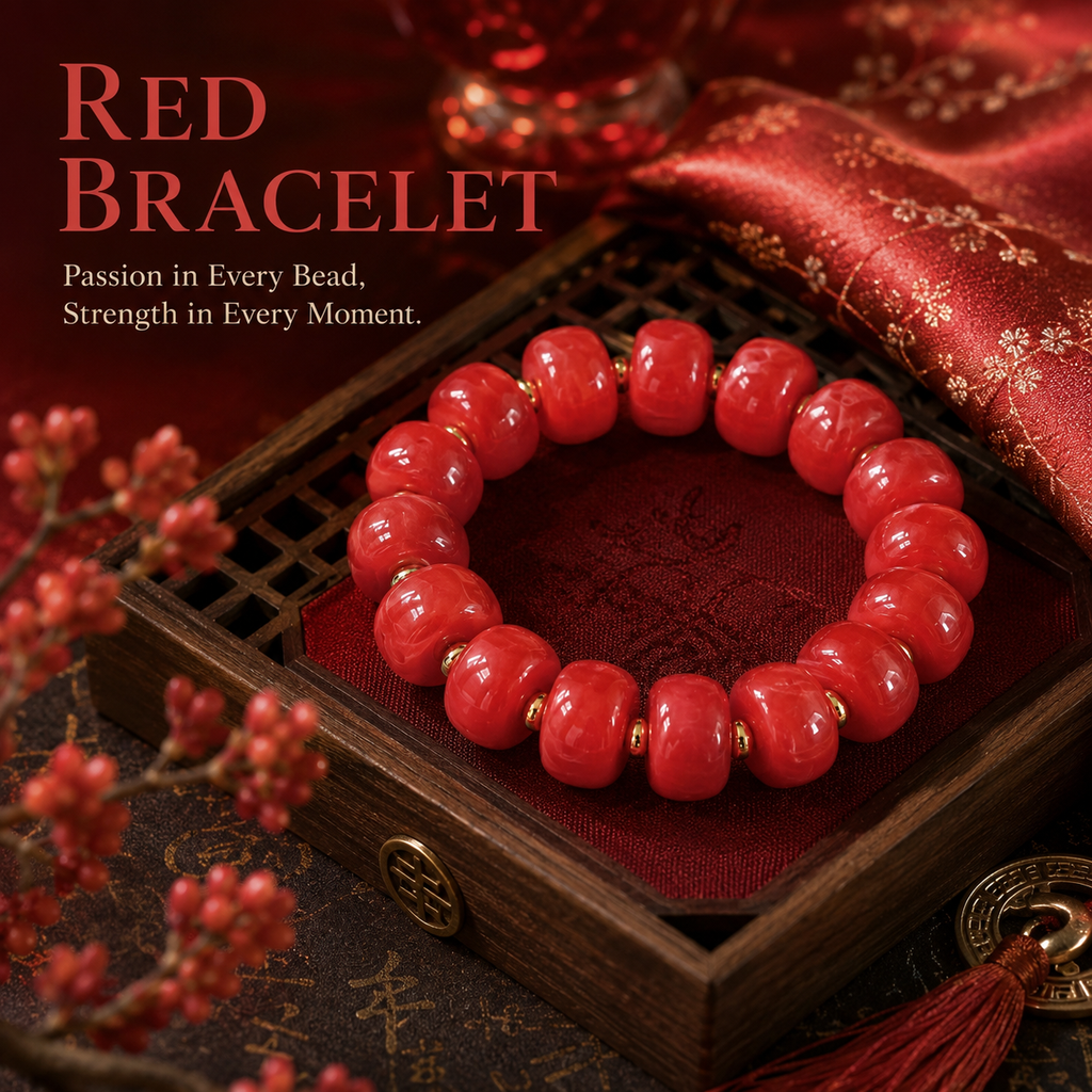 Udroze Red Resin Bead Bracelets for Women Stretch Chunky Bracelet - image 6