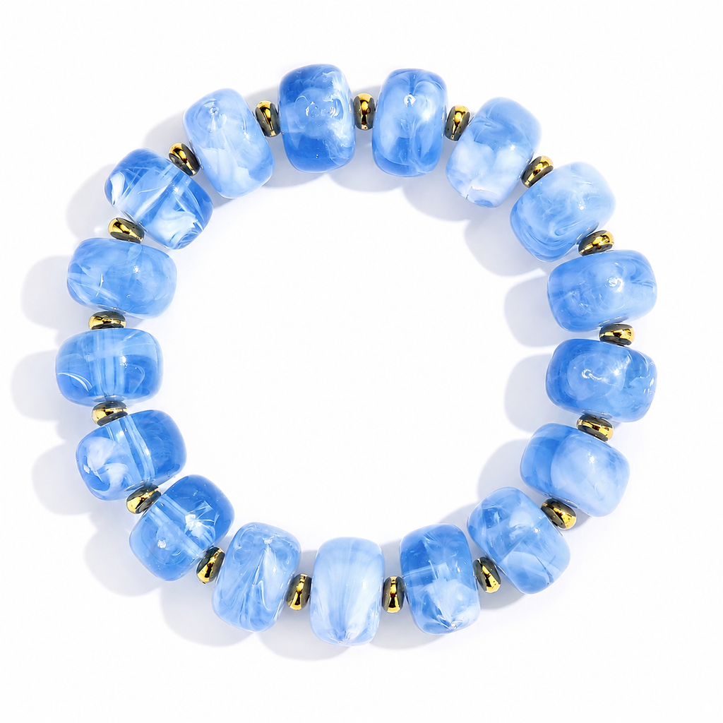 Udroze Blue Resin Bead Bracelets for Women Stretch Chunky Bracelet - image 1