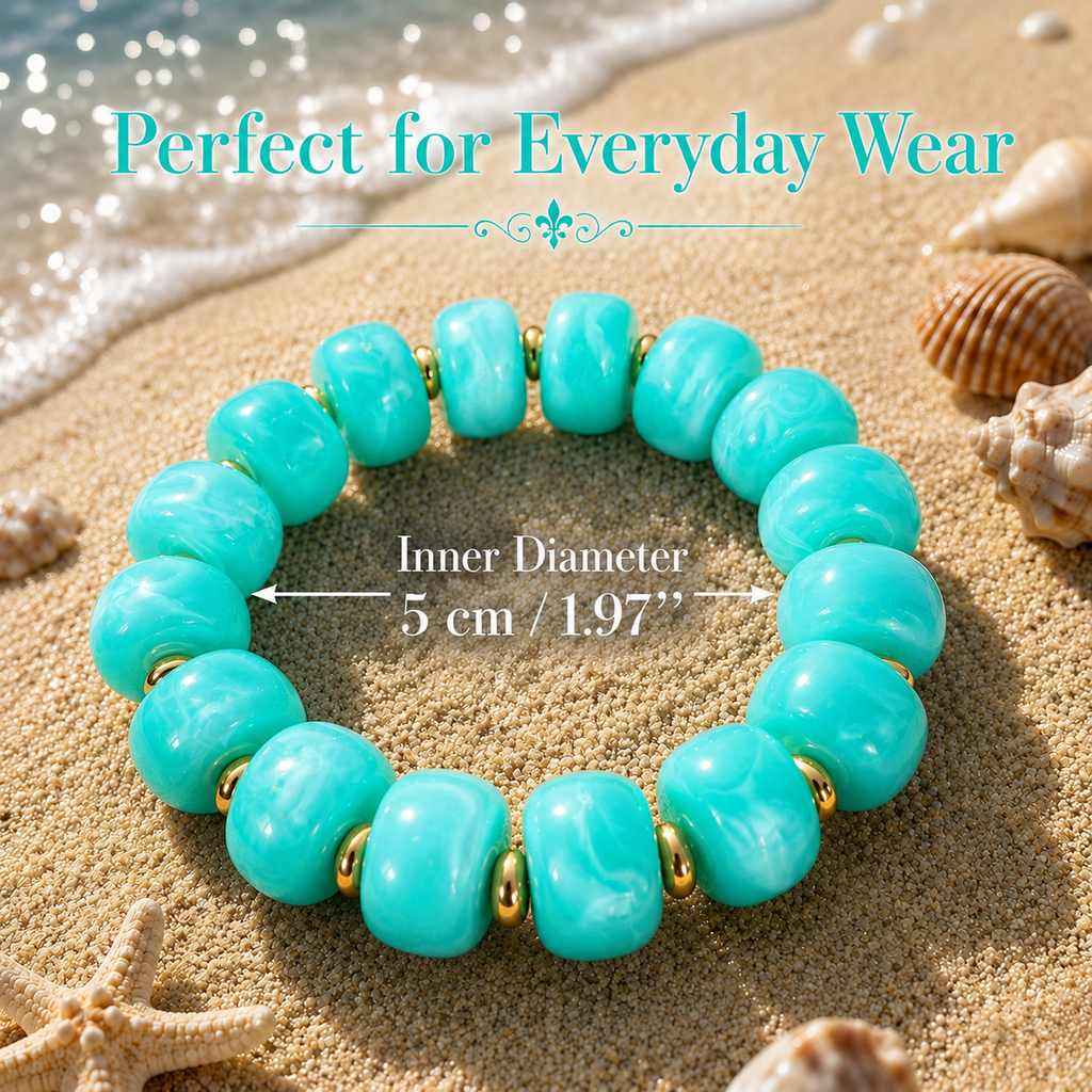 Udroze Turquoise Resin Bead Bracelets for Women Stretch Chunky Bracelet - image 3
