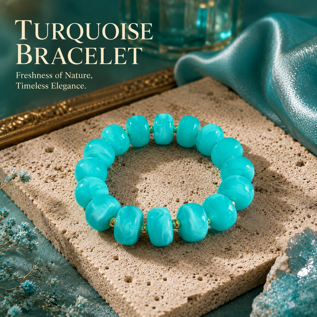 Udroze Turquoise Resin Bead Bracelets for Women Stretch Chunky Bracelet - image 6