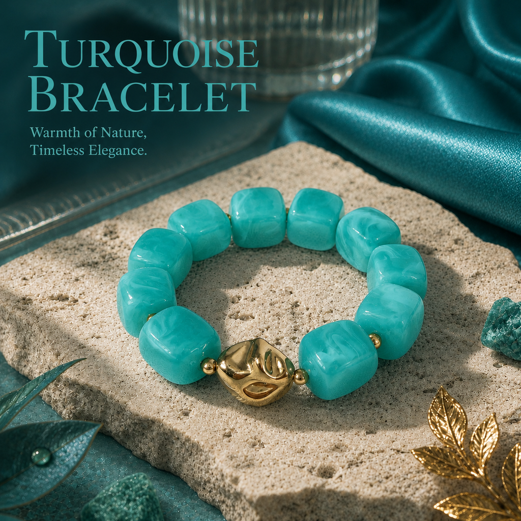 Udroze Turquoise Resin Bead Bracelets for Women Stretch Chunky Bracelet - image 6