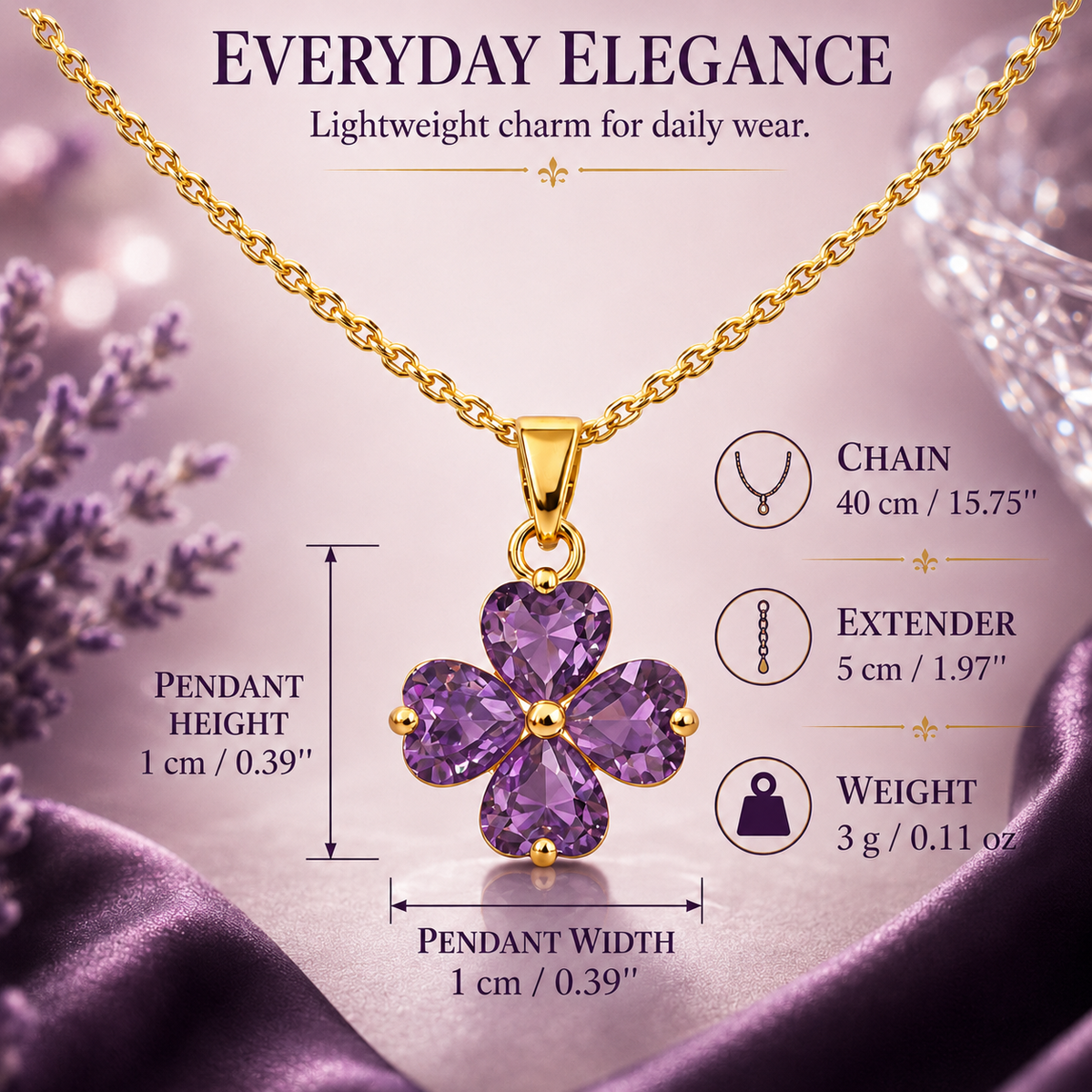 Udroze Amethyst Four Leaf Clover Necklace for Women Dainty Shamrock Jewelry - image 3