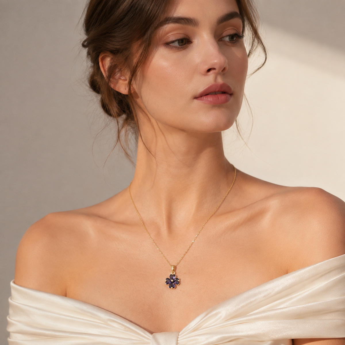 Udroze Amethyst Four Leaf Clover Necklace for Women Dainty Shamrock Jewelry - image 4