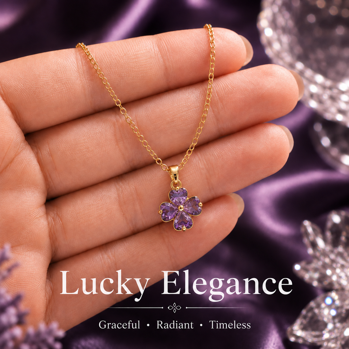 Udroze Amethyst Four Leaf Clover Necklace for Women Dainty Shamrock Jewelry - image 5