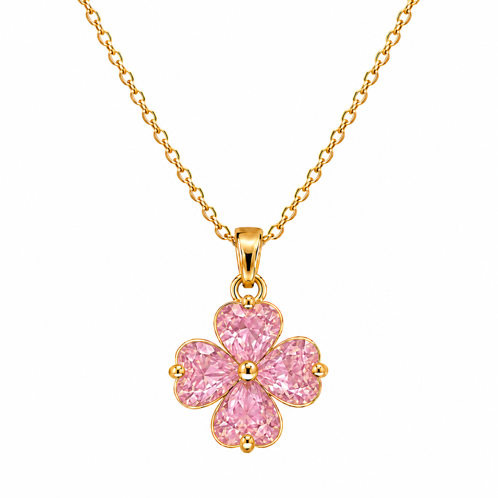 Udroze Blush Pink Four Leaf Clover Necklace for Women Shamrock Jewelry - image 1