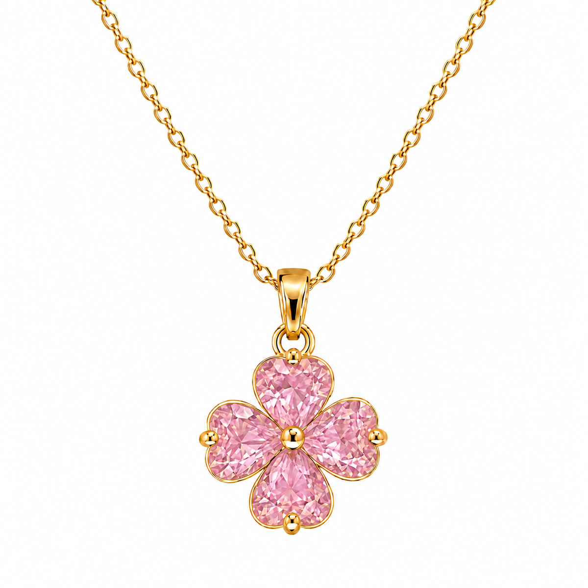 Udroze Blush Pink Four Leaf Clover Necklace for Women Shamrock Jewelry - image 1