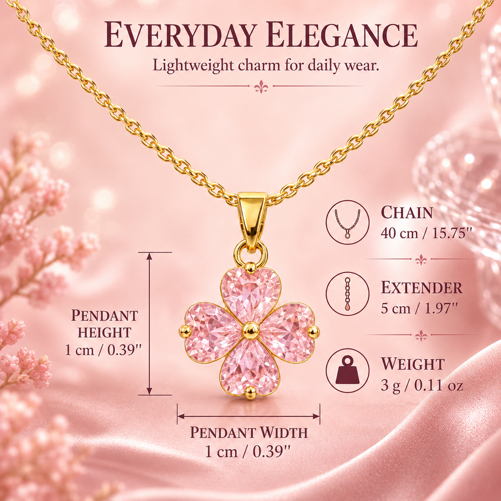 Udroze Blush Pink Four Leaf Clover Necklace for Women Shamrock Jewelry - image 3