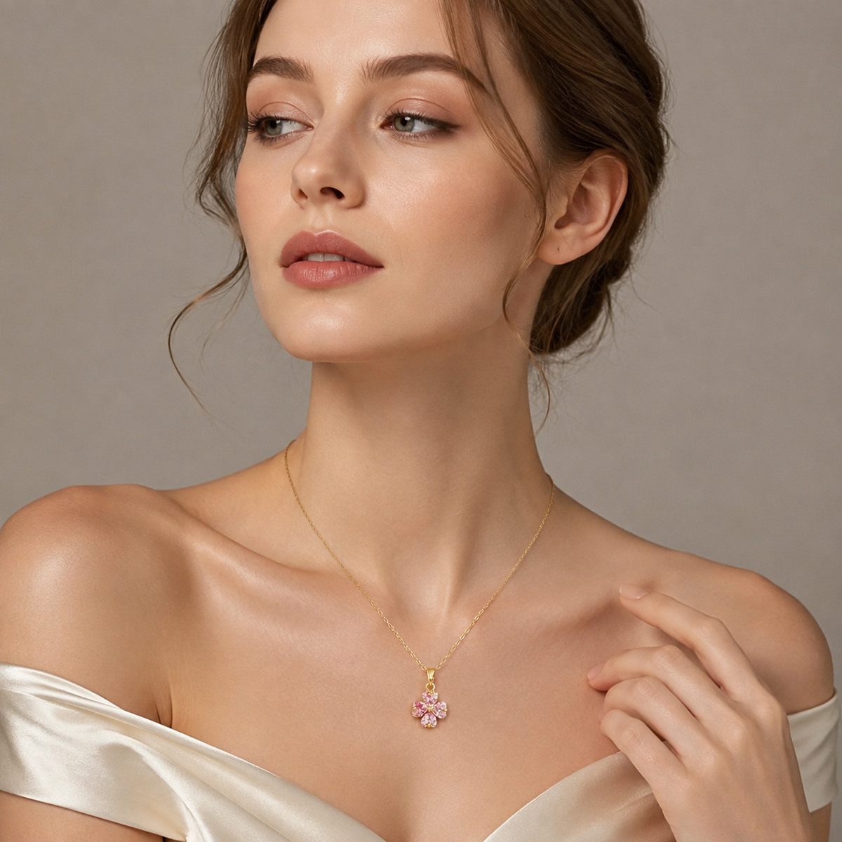 Udroze Blush Pink Four Leaf Clover Necklace for Women Shamrock Jewelry - image 4