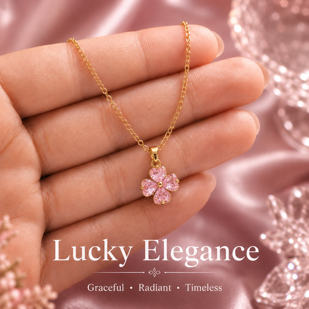 Udroze Blush Pink Four Leaf Clover Necklace for Women Shamrock Jewelry - image 5