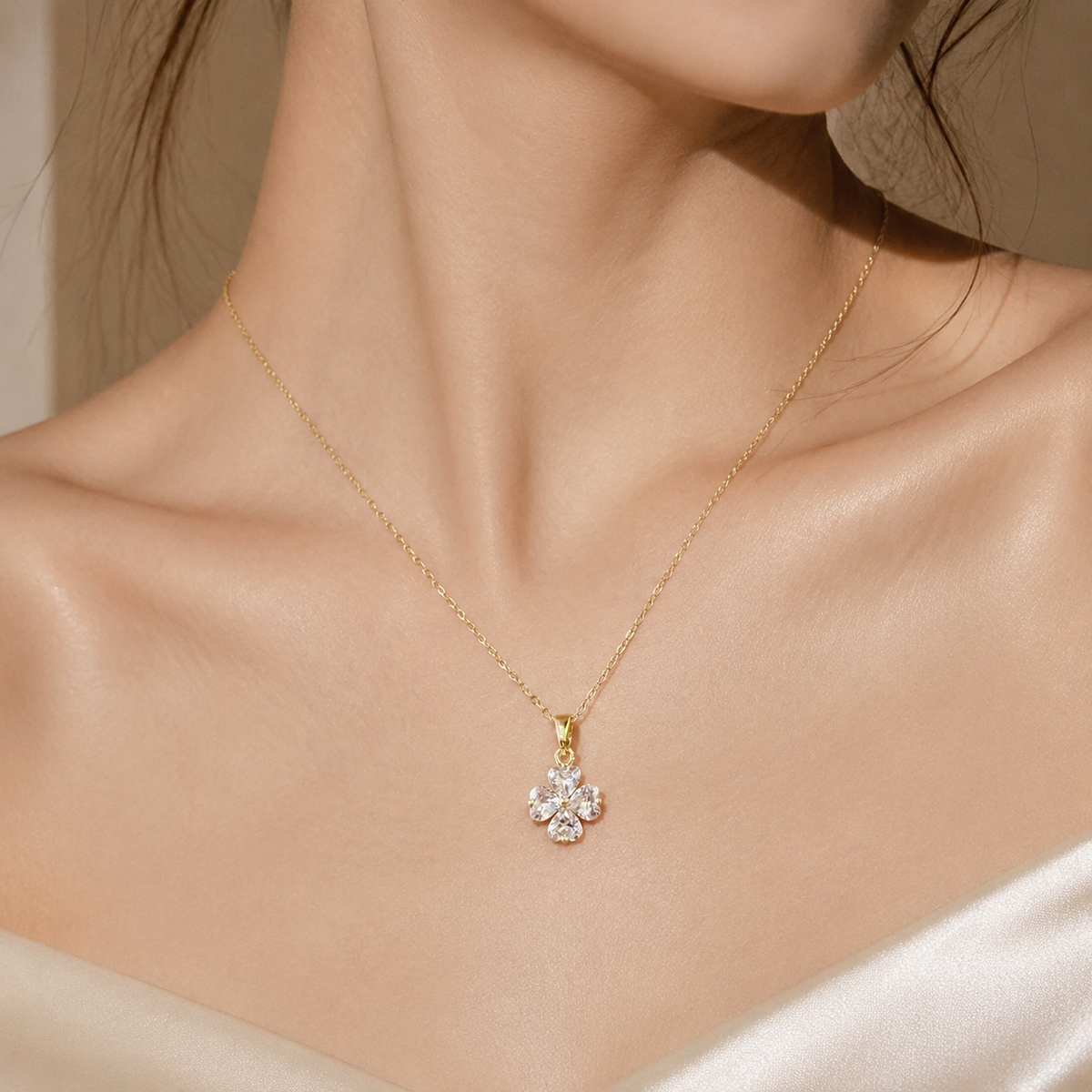 Udroze Crystal Four Leaf Clover Necklace for Women Dainty Shamrock Jewelry - image 2