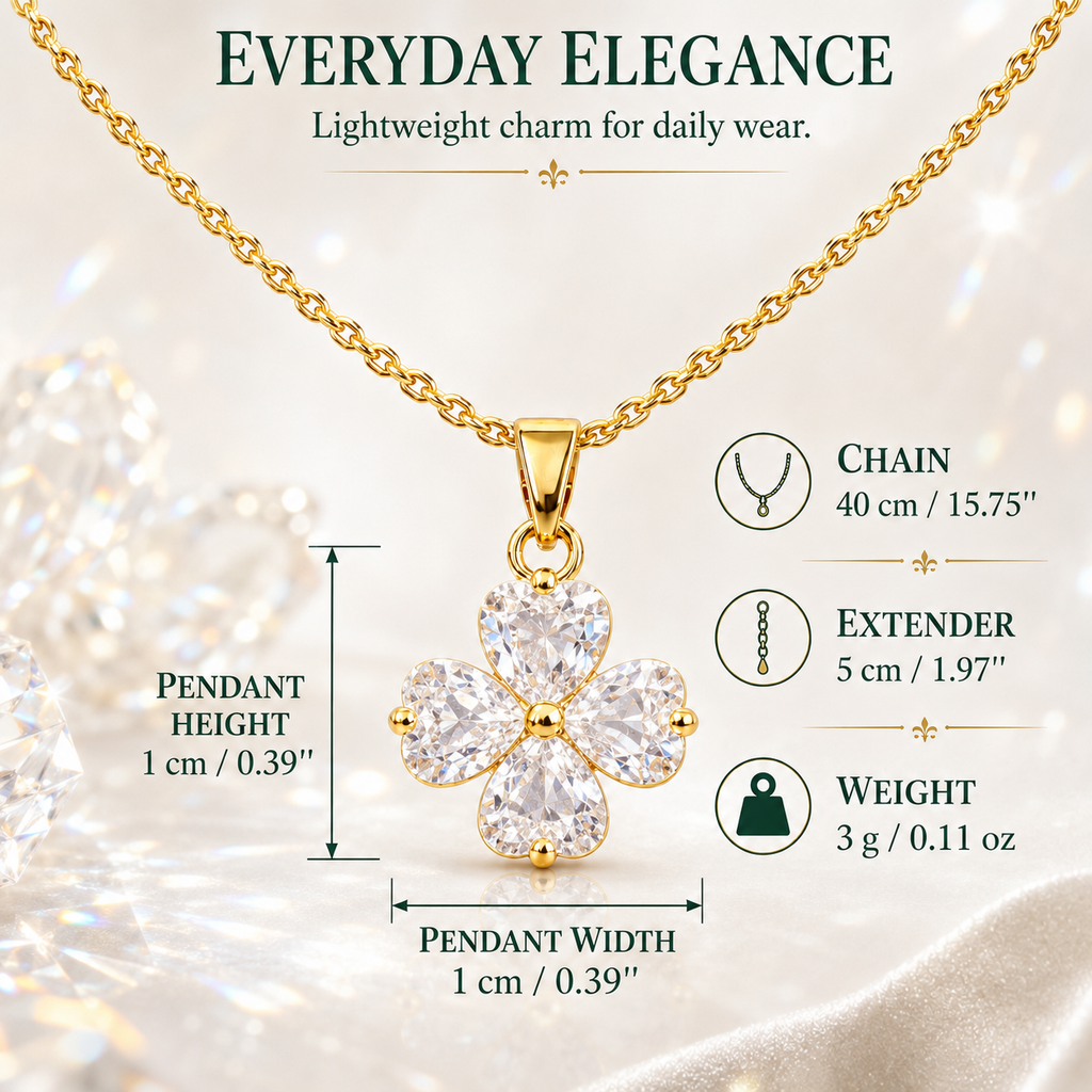 Udroze Crystal Four Leaf Clover Necklace for Women Dainty Shamrock Jewelry - image 3