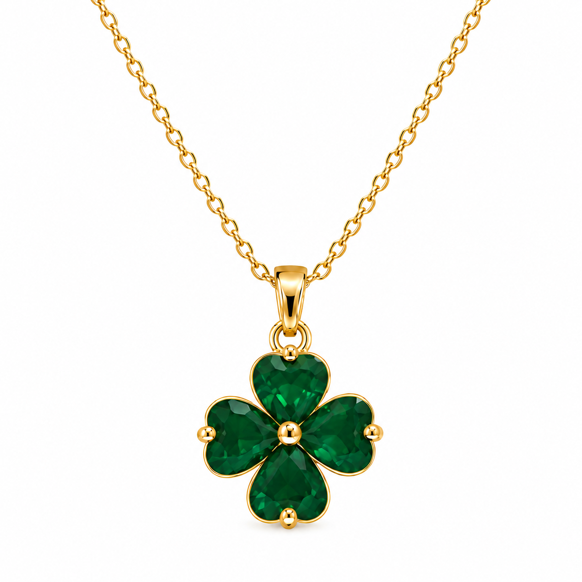 Udroze Emerald Four Leaf Clover Necklace for Women Dainty Shamrock Jewelry - image 1