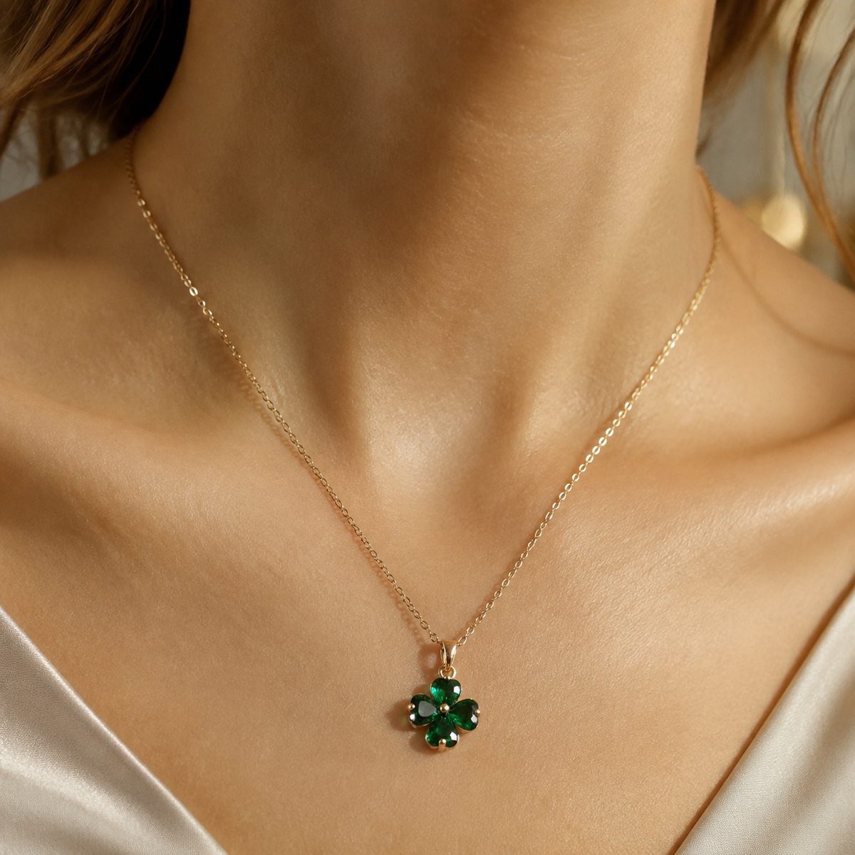 Udroze Emerald Four Leaf Clover Necklace for Women Dainty Shamrock Jewelry - image 2