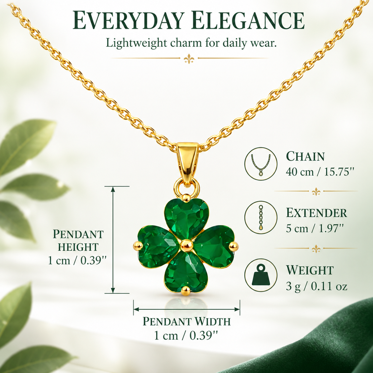 Udroze Emerald Four Leaf Clover Necklace for Women Dainty Shamrock Jewelry - image 3