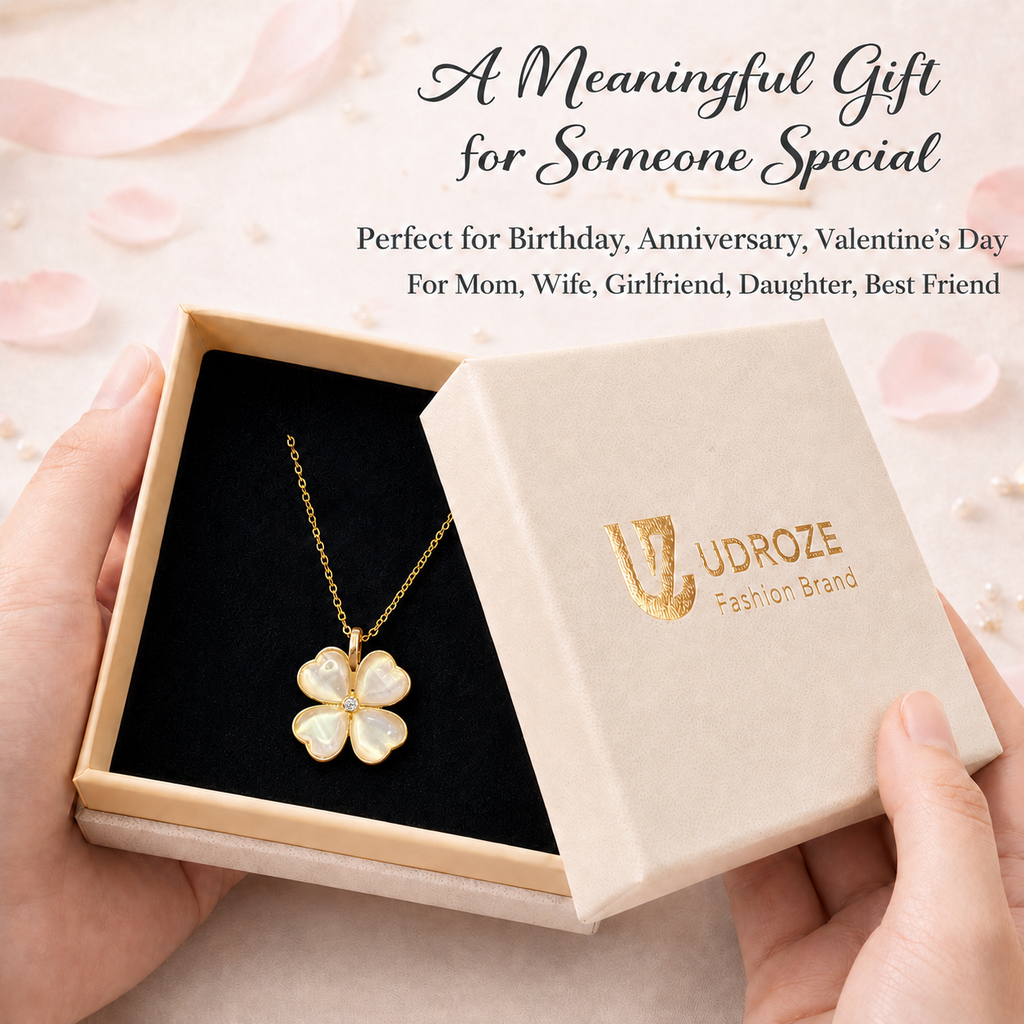 Udroze Gold Four Leaf Clover Necklace for Women Dainty Shamrock Jewelry - image 6