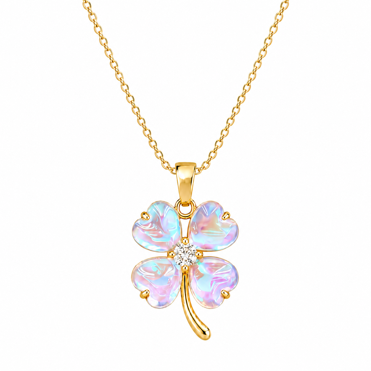 Udroze Iridescent Four Leaf Clover Necklace for Women Shamrock Jewelry - image 1